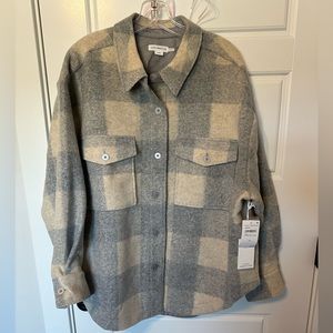 NWT - Good American plaid grey shacket- size L/XL